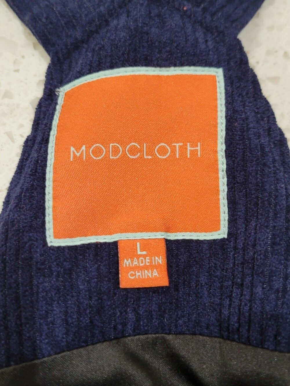 ModCloth Navy Blue Corduroy Romper Dress with Adjustable Straps | Size Large - Picture 7 of 9